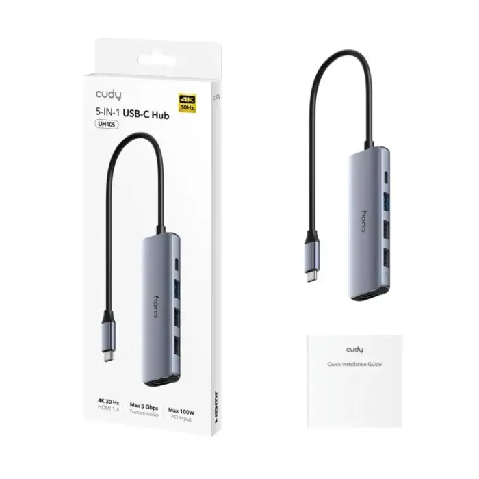 CUDY UH405 Hub 5-IN-1 USB-C with HDMI 4K