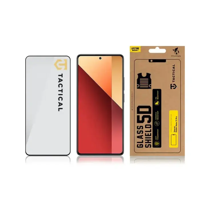 Tactical Glass Shield 5D rūdīts stikls telefonam Xiaomi Redmi Note 13 Pro 4G|5G melns