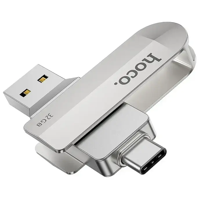 Hoco UD10 32GB USB 3.0 divu savienojumu zibatmiņa (USB-A + USB-C) – Sudraba