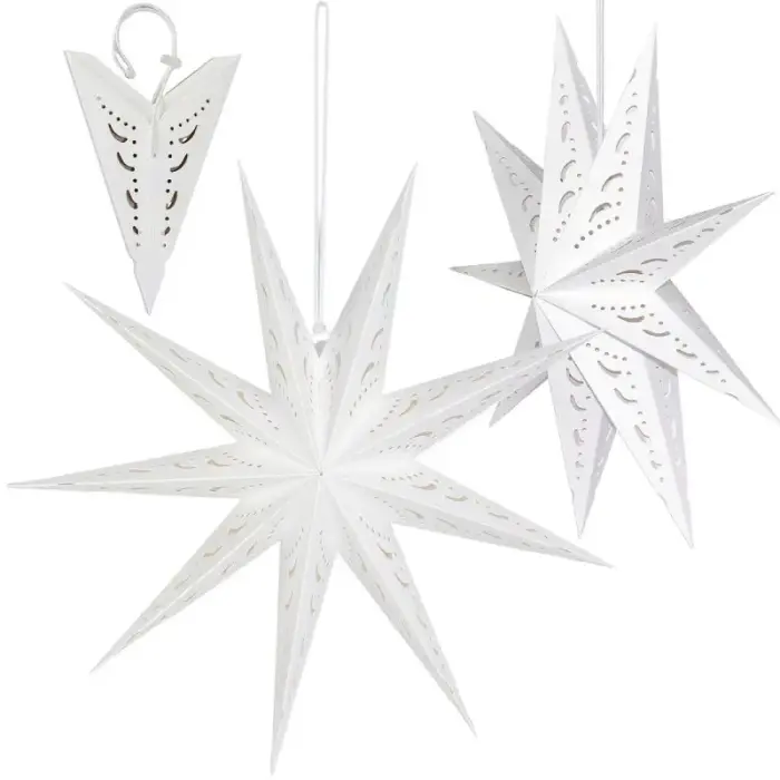 PAPER DECORATION STAR 45CM 9 ARMS WHITE