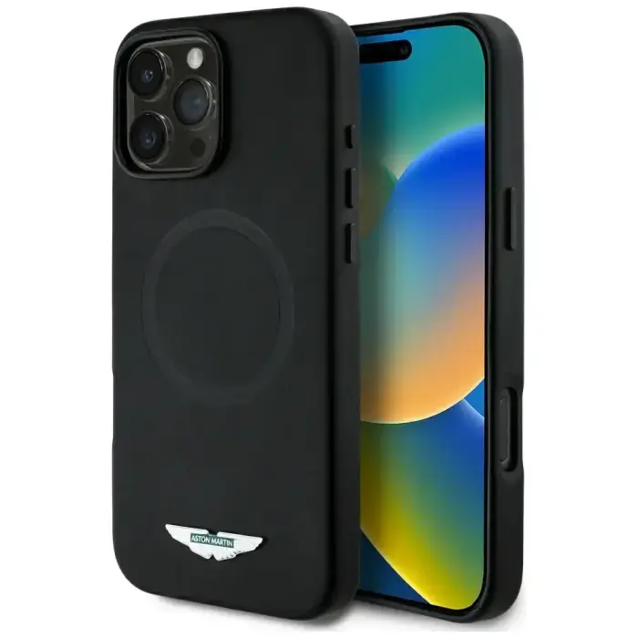 Чехол Aston Martin HC FW Logo MagSafe для iPhone 16 Pro - Черный