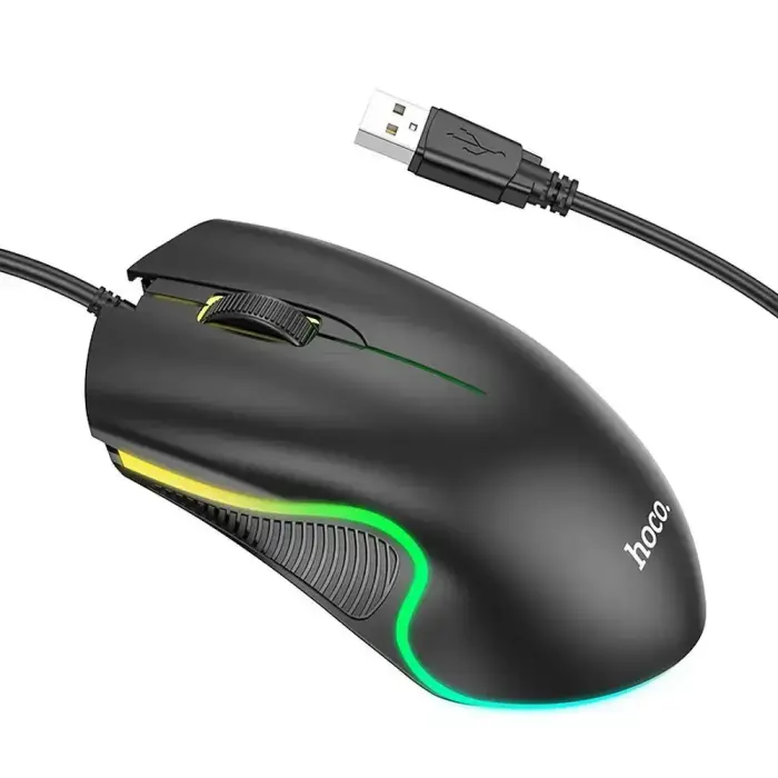 Wire gaming mouse Hoco USB A 1000 dpi with flashing light GM19 black