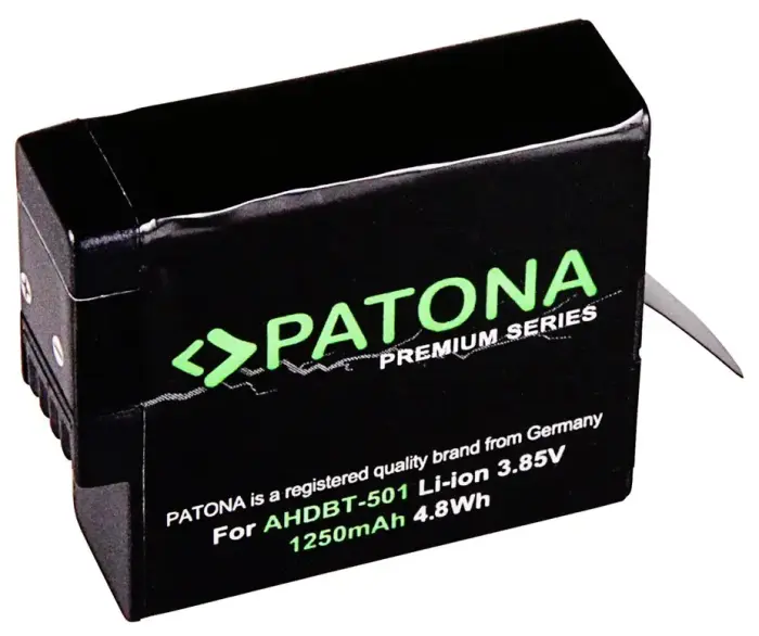 PATONA baterija pro digitāls kameru GoPro Hero 5/Hero 6/Hero/Hero7 20018 AABAT-001 1250mAh Li-Ion Premium