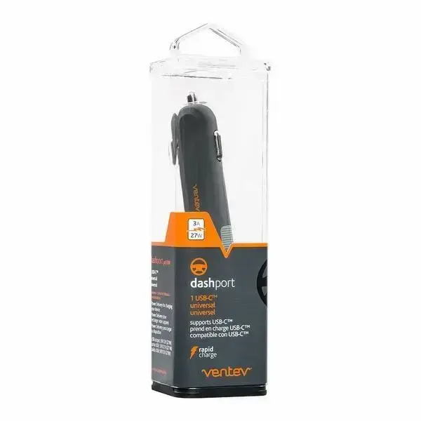 Ventev pd1300 29431 automobilinis ikroviklis, 27W, PD, USB-C, juodas