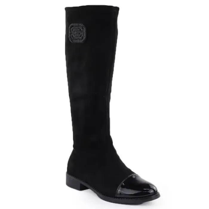 Women's patent suede boots, black, M.Daszyński MR2251-19 - Buty: 39