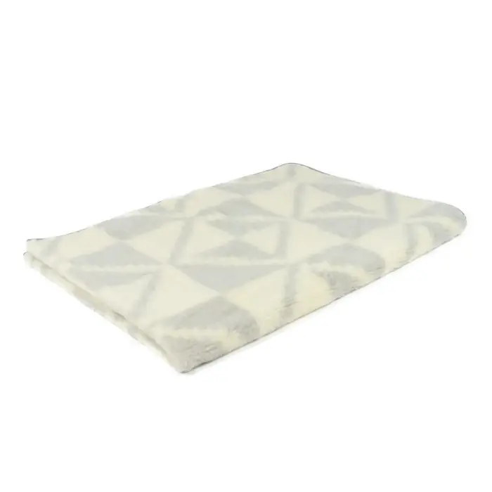 Gaba Alpaca merino vilnas sega 220x200 cm, pelēks/krēms trīsstūri