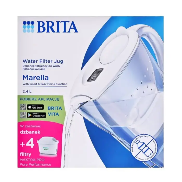 Brita Marella veefiltrikann + 4 Maxtra Pro PP padrunit (2.4l; valge)