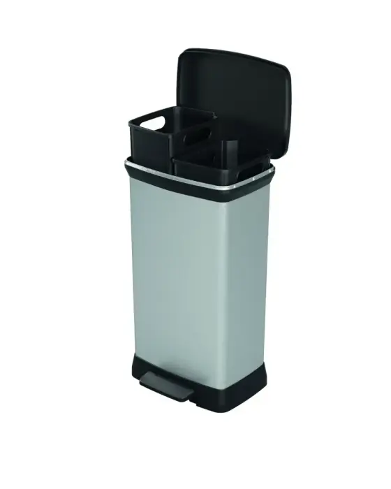 Metāliska Duo Deco atkritumu tvertne 23+23L, sudraba