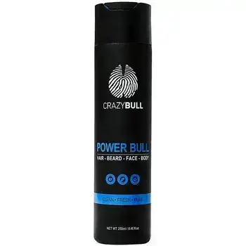 CrazyBull Power Bull Hair-Beard-Face-Body Shampoo - Multifunkční šampon 4 v 1 na vlasy, vousy, obličej a tělo 250ml