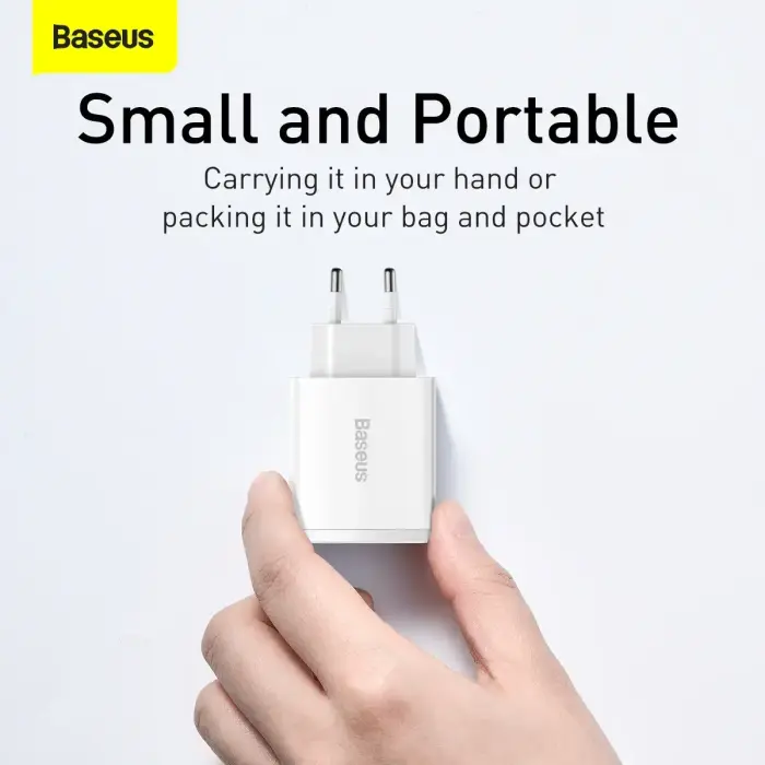 Baseus Compact tīkla lādētājs | 30W | PD | USB-A, USB-C | balts Foto 4