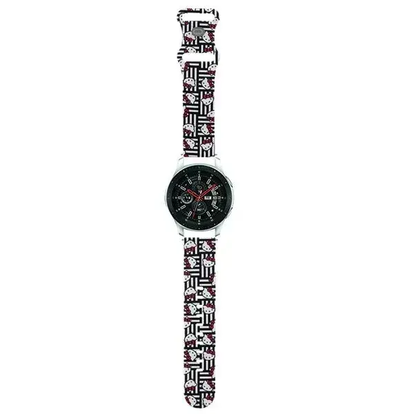 Универсальный ремешок для умных часов Hello Kitty HKUWLSDIESK Silicone Heads & Stripes 22mm Черный
