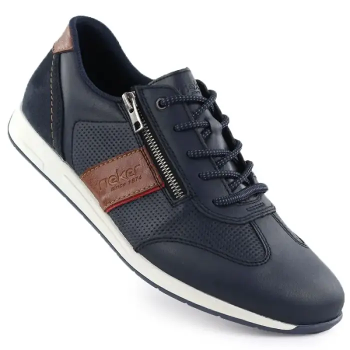 Comfortable Vīriešu leather apavi, navy blue, Rieker 11927-14 - Buty: 40