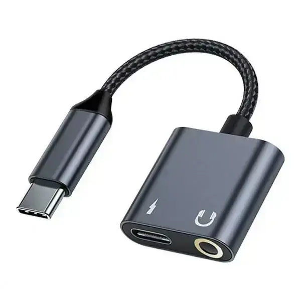 Beline USB-C to USB-C ja 3.5mm helipistiku adapter – Must