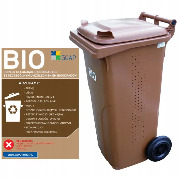 EUROPLAST Austria 120L BIO Waste Bin with Grate - Brown