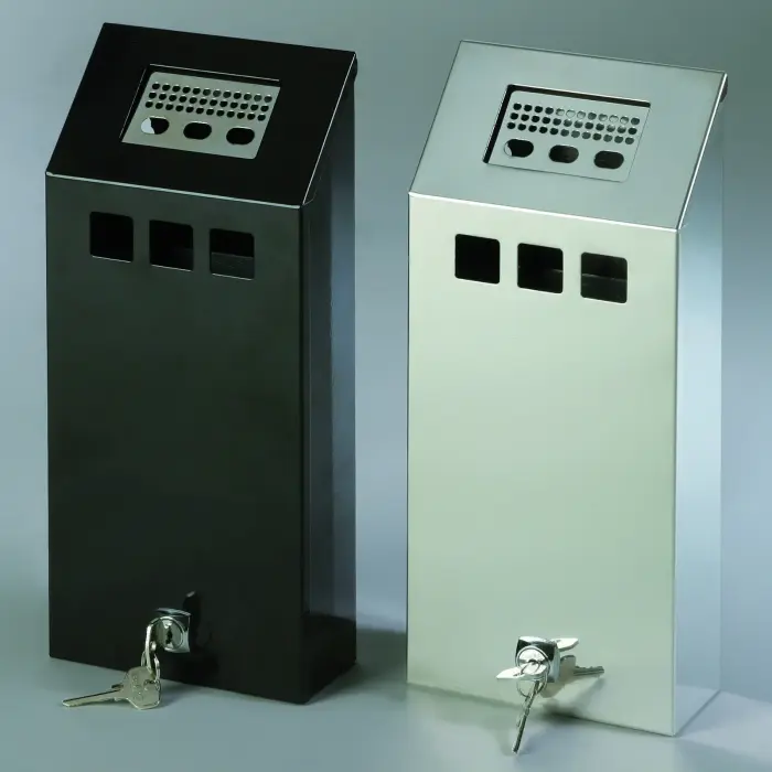 Popielniczka naścienna z wyjmowanym pojemnikiem zamykana na klucz czarna 1.5L Foto 2