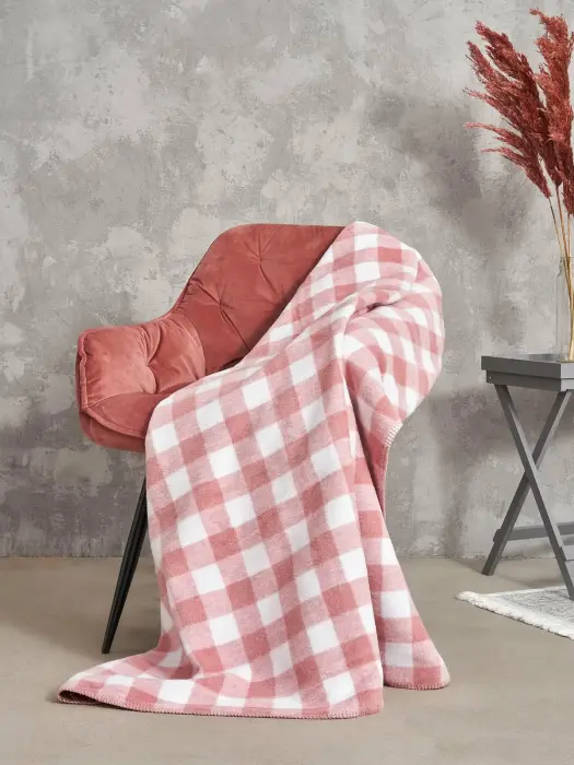 Kokvilnas akrila sega 150x200 cm Picnic classic pūderrozā