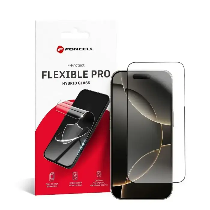 Hibrīdstikls iPhone 16 PRO Forcell Flexible 5D melns