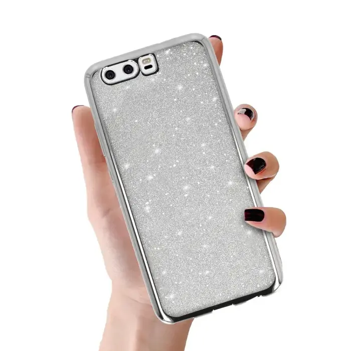 Elektro Glitter Dėklas HUAWEI P10 Silver