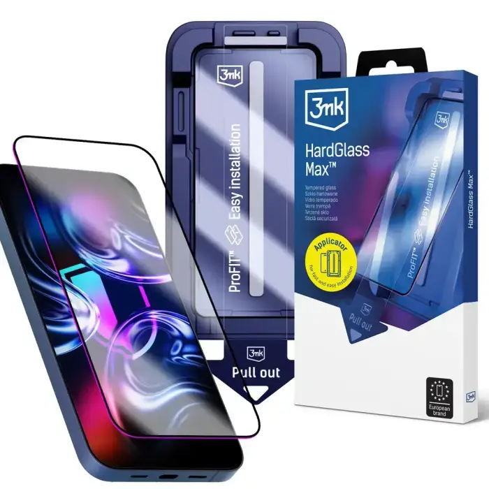 3mk HardGlass Max aizsargstikls telefona ekrānam Galaxy A37 ar uzstādīšanas rāmi (saderīgs ar pirksta nospieduma sensoru)