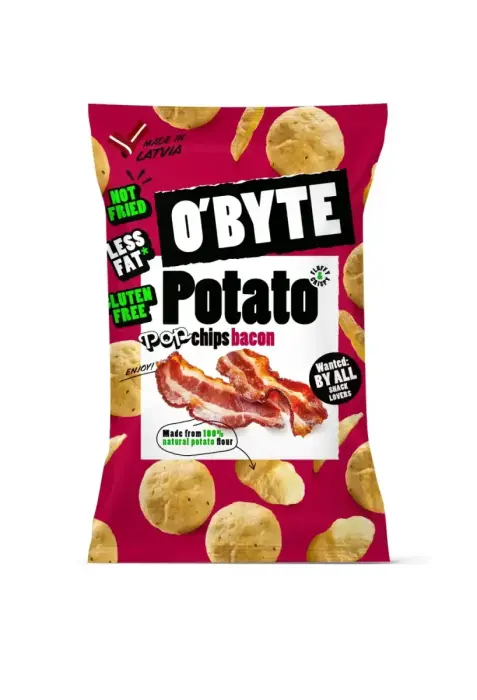 O'BYTE bulvių traškučiai su šoninės skoniu 90g