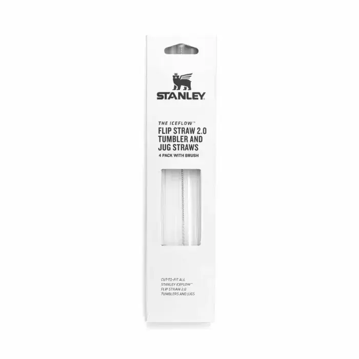 Straw and cleaning brush set for The IceFlow Flip Straw 2.0 Tumbler 0.89L/0.59L– transparent
