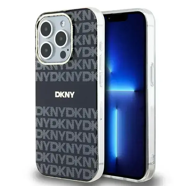 DKNY iPhone 15 Pro Max Black Hardcase IML Mono & Stripe MagSafe