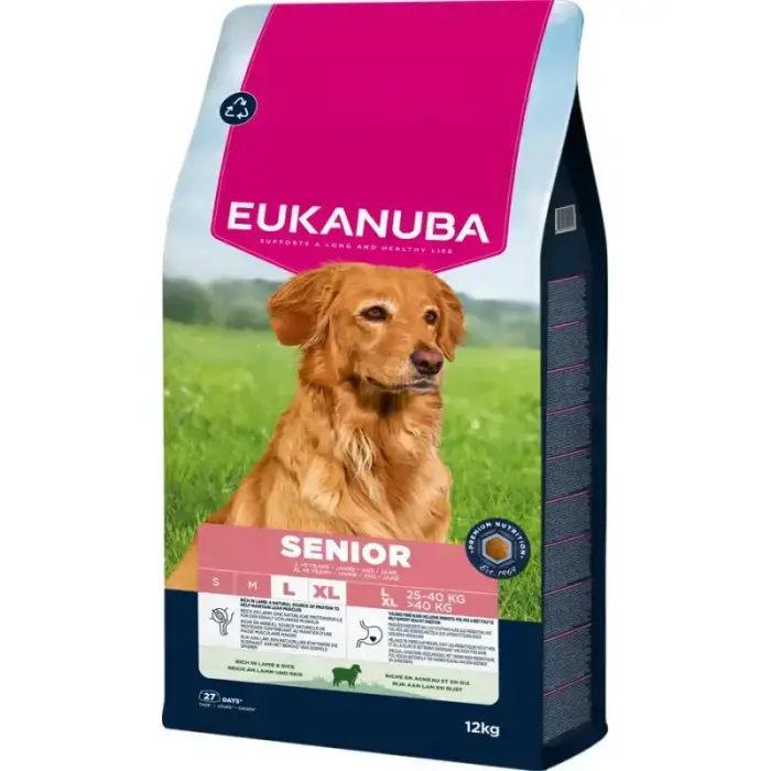 Eukanuba Senior Large jēra un rīsu sausā suņu barība, 12 kg