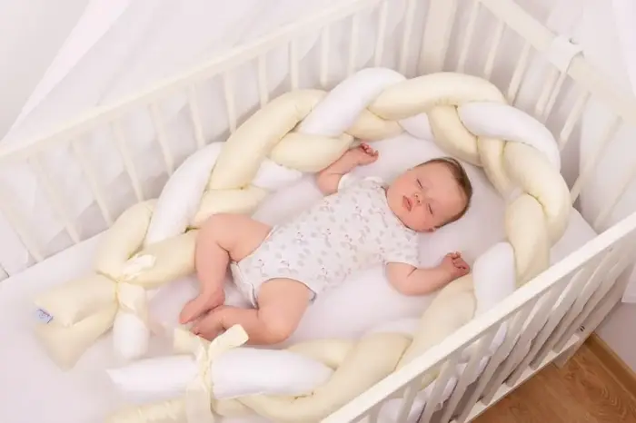 Cot Bumper Braid 200 cm, Satin Cream