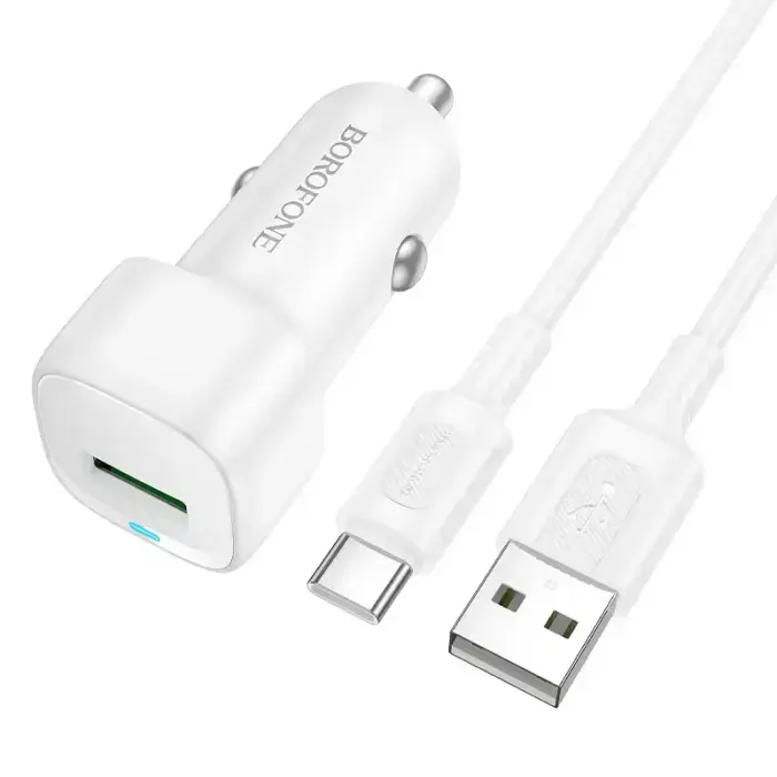 Borofone BZ34 Cloud autolaadija - USB - QC 3.0 18W koos USB-A kuni USB-C kaabliga, valge