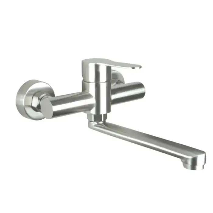 Deante Neo Lupo wall-mounted washbasin tap, steel BLUF50M