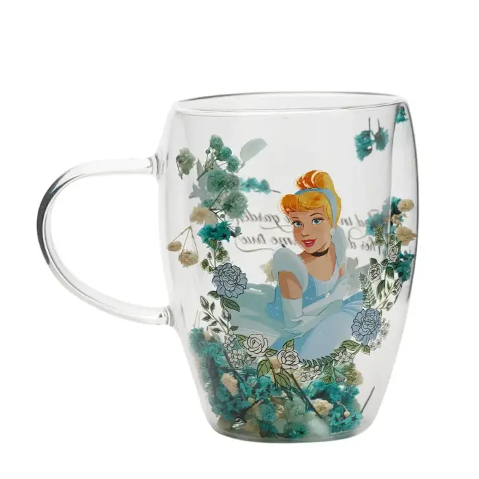 Disney Princess Cinderella floral decorative glass mug