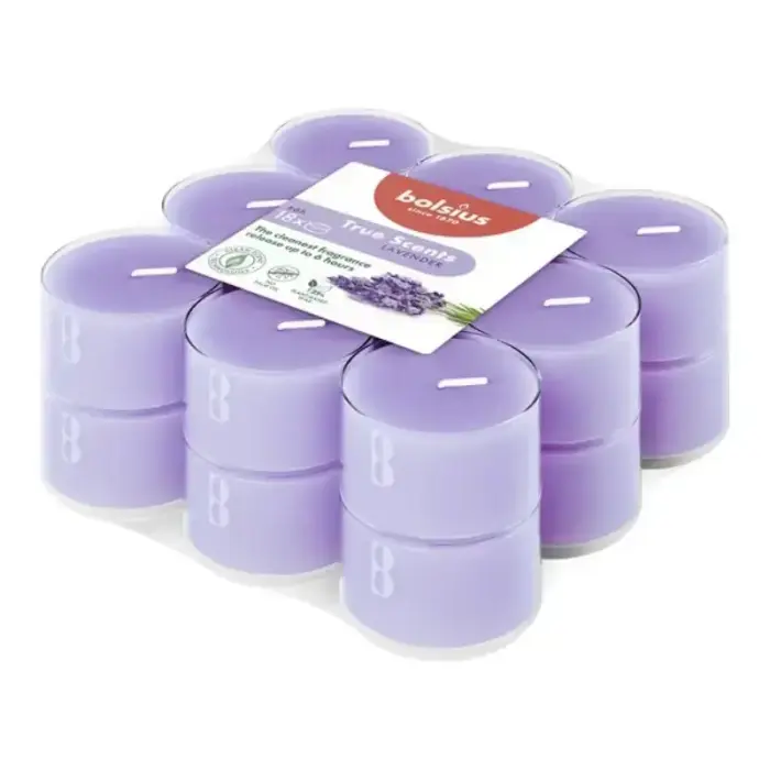 Bolsius True Scents Levandų arbatinės žvakutės, 18 vnt.