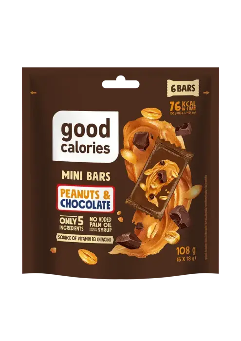 Mini pähklibatoonid maapähklite ja šokolaadiga GOOD CALORIES, 108g