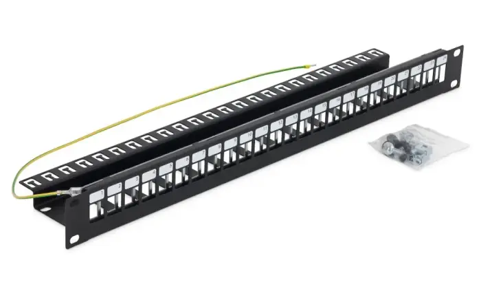 Triton 19' modulisārs patch panel 1U priekš maks. 24ks keystone,otvor 14,8x17,5mm RAL7035