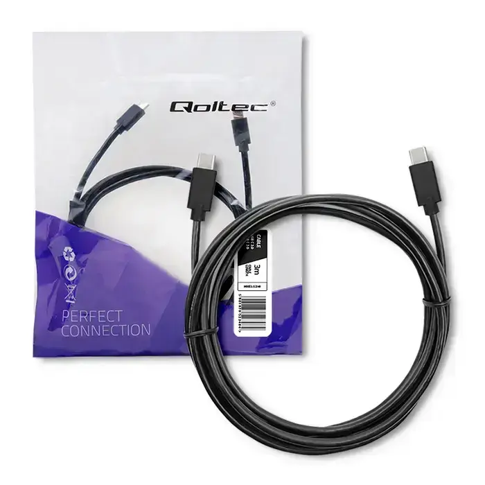Qoltec USB 2.0 Type-C to Type-C Cable – 3m – Black