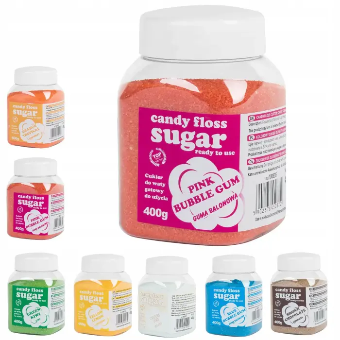 MIX Krāsains aromatizēts cukurvates cukura komplekts 8x 400g