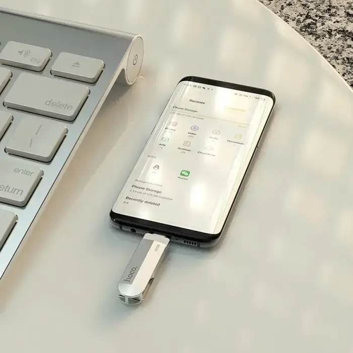 Pendrive 128GB USB 3.0 (USB A + USB C) Hoco UD10 silver Foto 10