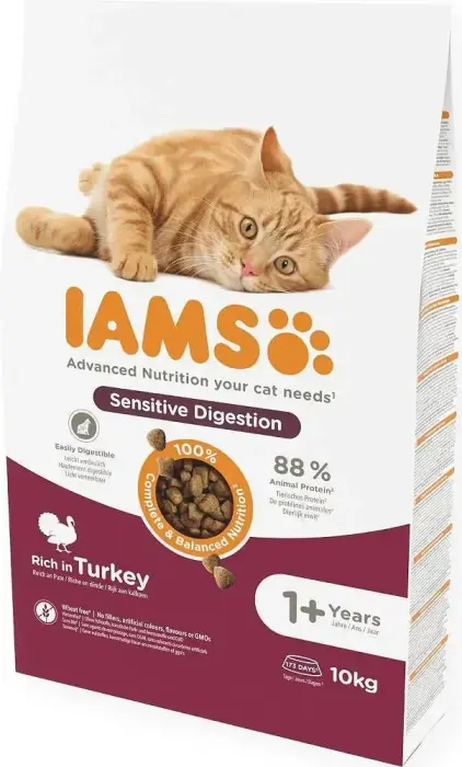 IAMS CAT Advanced Nutrition sausas kačių maistas jautriam virškinimui su kalakutiena, 10 kg