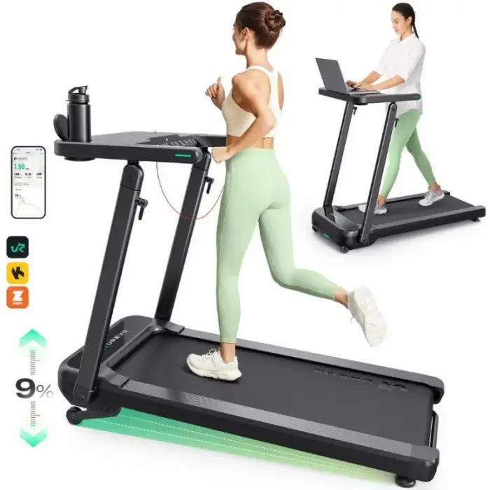 Treadmill with built-in desk for work and exercise UREVO Foldi 3S