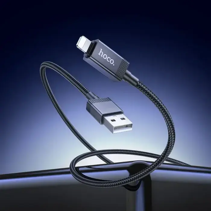 Cable USB A to Lightning Hoco 2,4A with display 1 m X118 black Photo