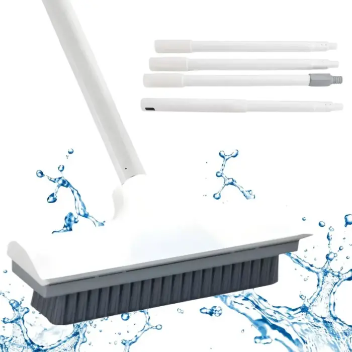 2-in-1 water squeegee with brush – adjustable handle for floors, windows and showers