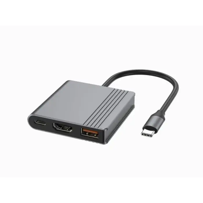Gembird USB-C 3-in-1 daudzportu dokstacija (USB + HDMI + USB-C Video) PD 90W