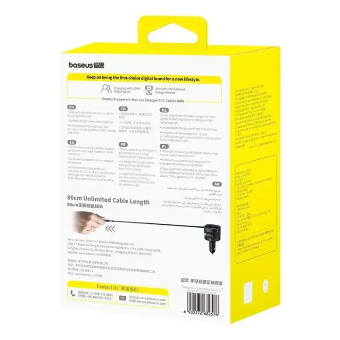 Baseus PD automašīnas lādētājs | 60W | USB-C | melns Foto 6