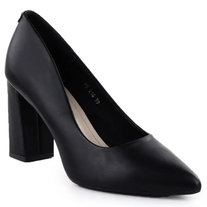 Black pumps with pointed toe, black Sergio Leone PB216 - Buty: 38