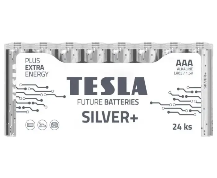 TESLA SILVER+ alkalická baterija AAA (LR03, mikrotužková, fólie) 24 ks