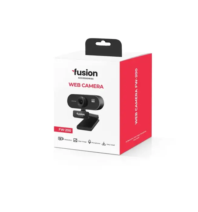 Fusion FW-200 Webcam USB 2.0 | 2160p | HD Microphone | Black (Damaged Packaging)