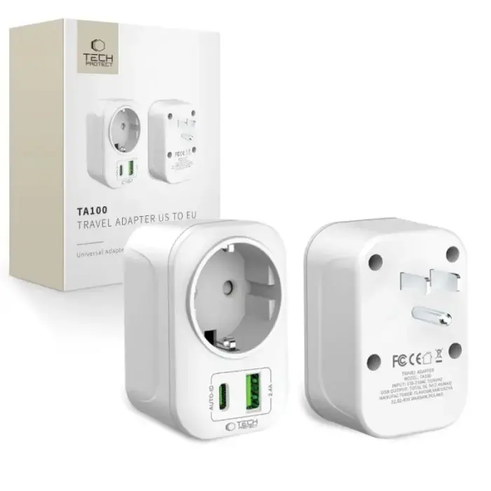 Tech-Protect TA100 USA adapter – valge