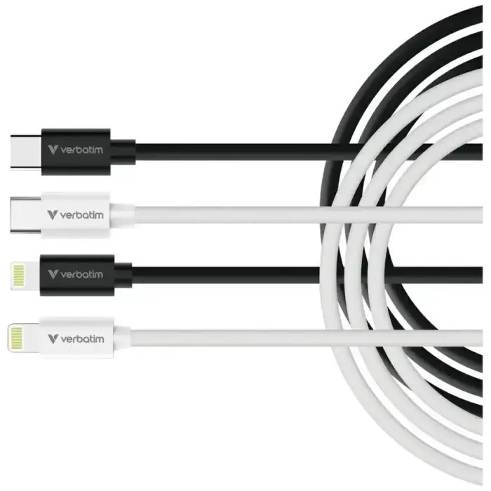 Kabelis Verbatim Essentials Sync&Charge Melns un Balts 27W 1m 2-pack