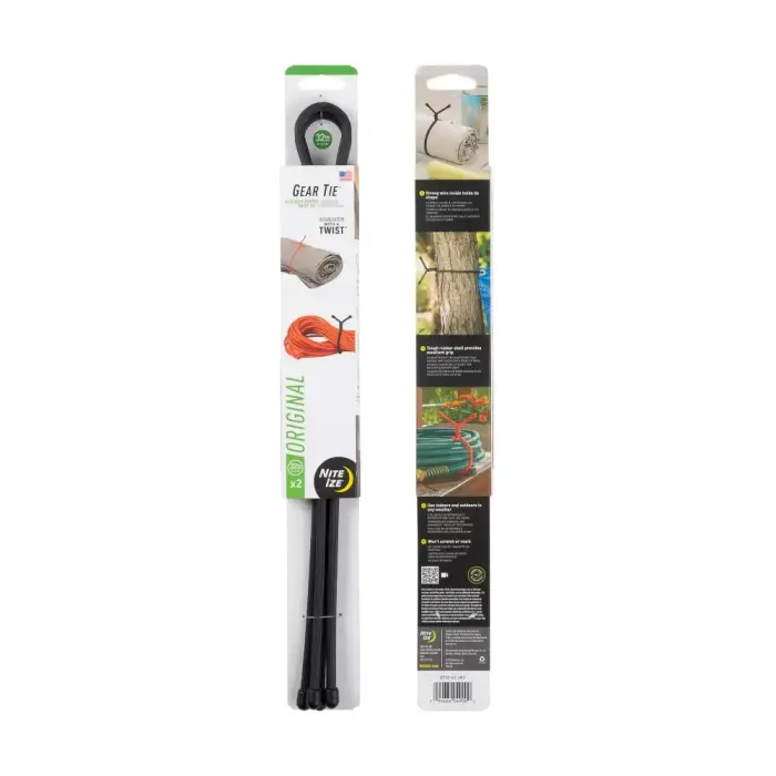 Nite Ize - Gear Tie 32" oriģinālā savilcējsaite - divu iepakojums - melna