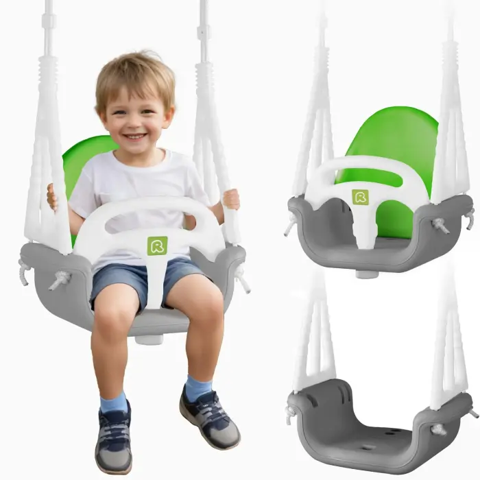 Ricokids 3-in-1 elevandikujuline kiik, hall-roheline
